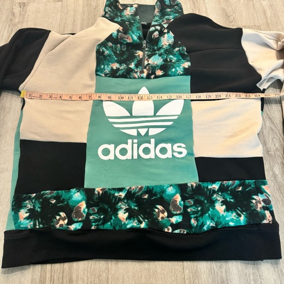 Teal Adidas one of a kind reworked sweatshirt 3/4 zip sweatshirt - Picture 6 of 8